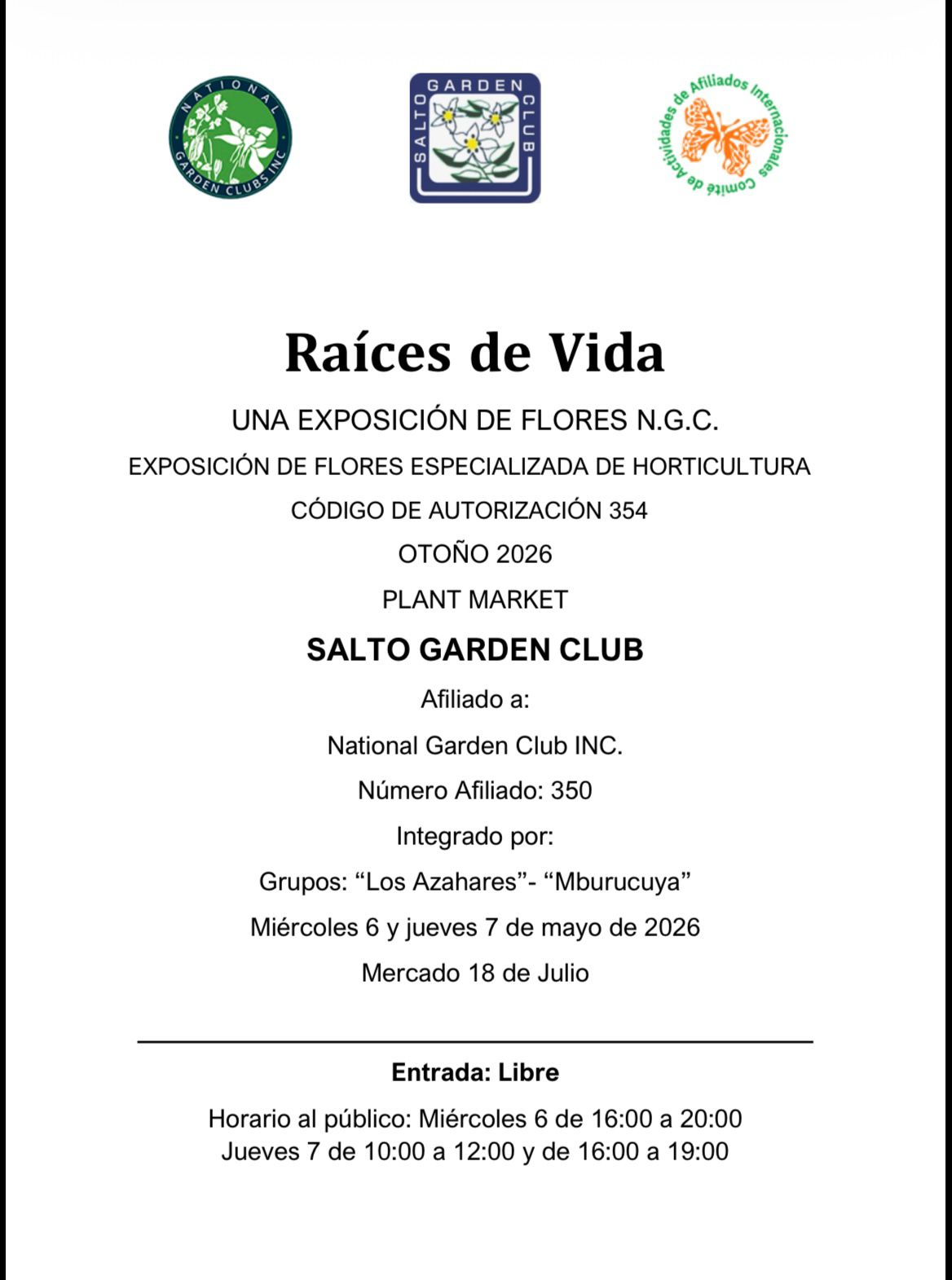 Raíces de Vida: exposición floral y horticultura en Salto Raíces de Vida: exposición floral y horticultura en Salto