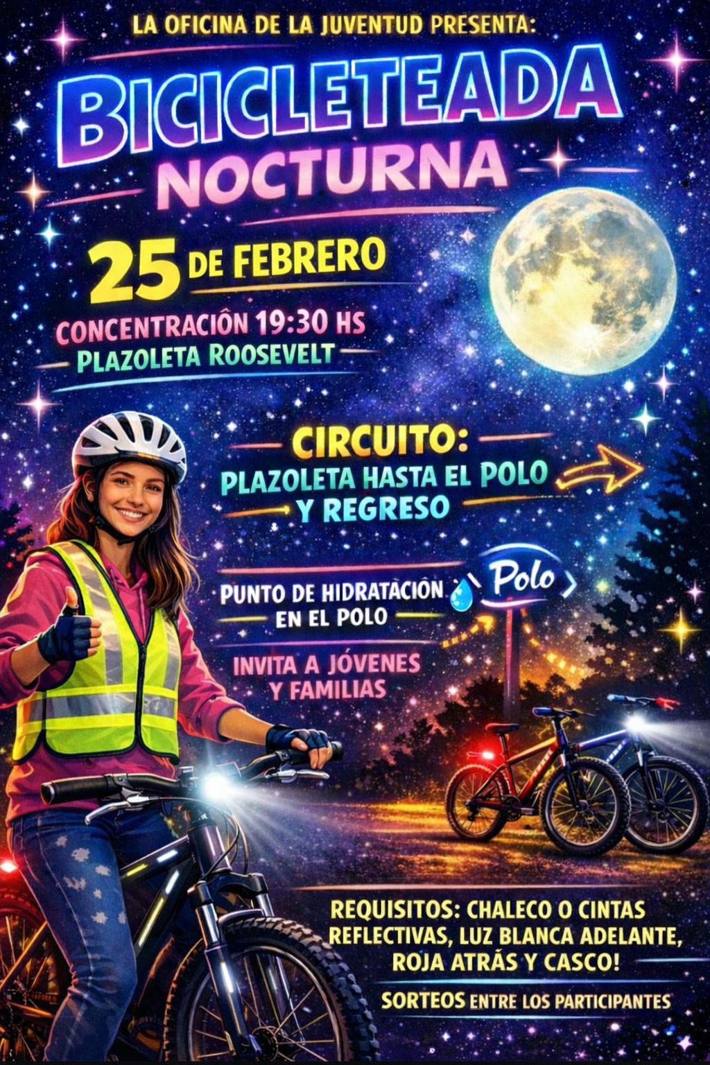 La Oficina de la Juventud presenta la Primera Bicicleteada Nocturna en Costanera Norte La Oficina de la Juventud presenta la Primera Bicicleteada Nocturna en Costanera Norte