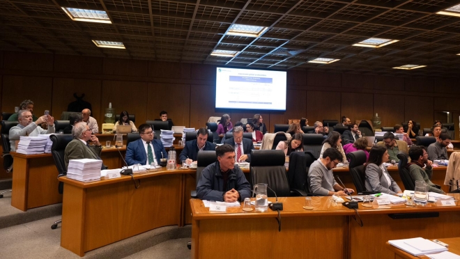 Sesión de la comisión integrada de Hacienda y Presupuesto que ayer y hoy trató acerca de la Rendición de cuentas del ejercicio 2024.