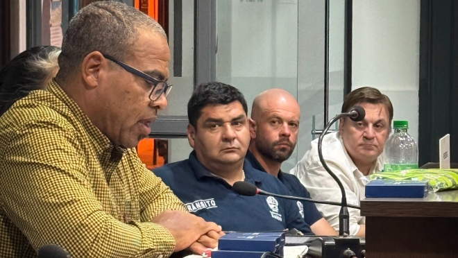 Aníbal Pintos, responsable de descentralización de UNASEV y parte del equipo técnico, fueron recibidos por la Comisión de Tránsito.